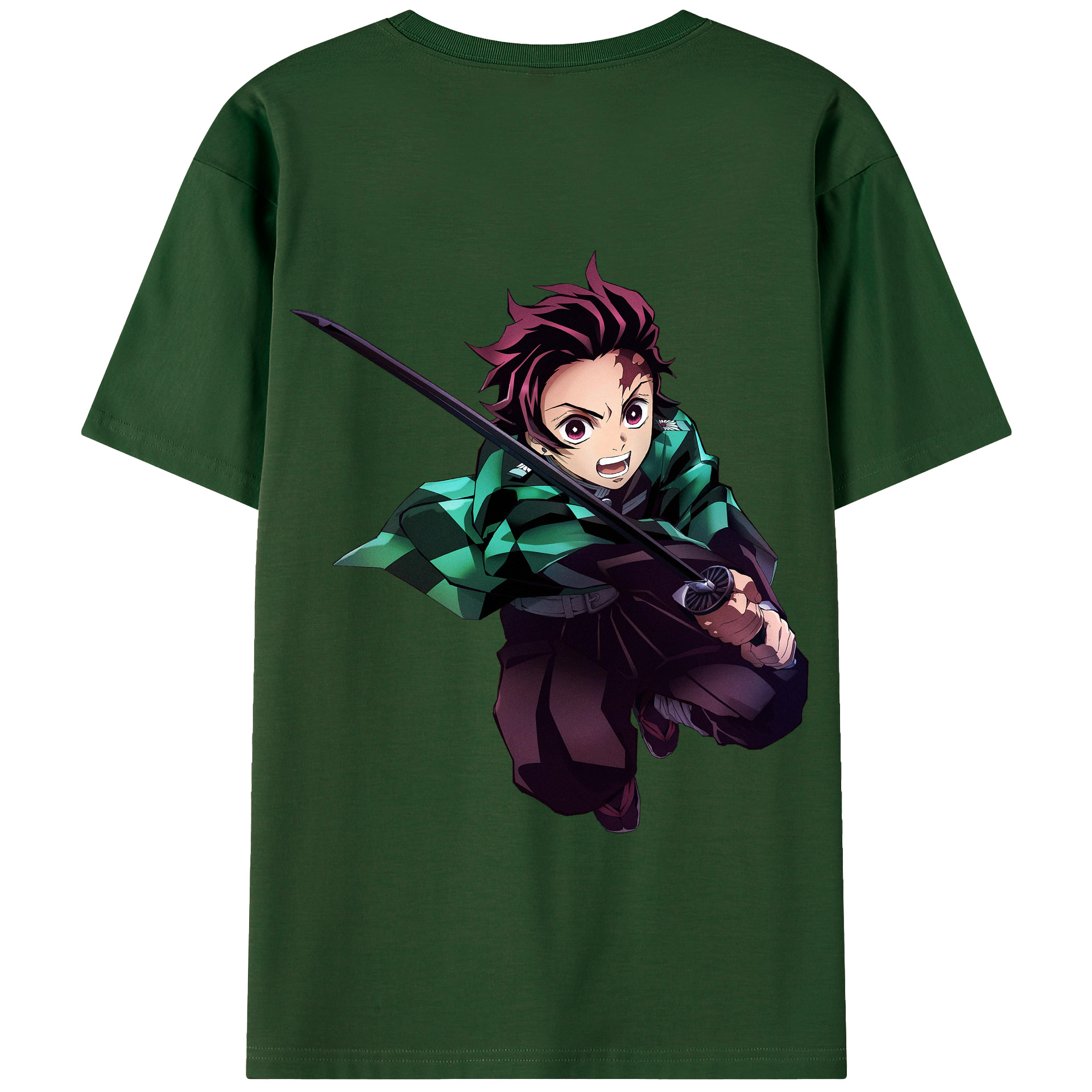 （画像用） 鬼滅の刃 竈門 炭治郎／かまど たんじろう Kamado Tanjirou 綿100％半袖Tシャツ（背面プリント）